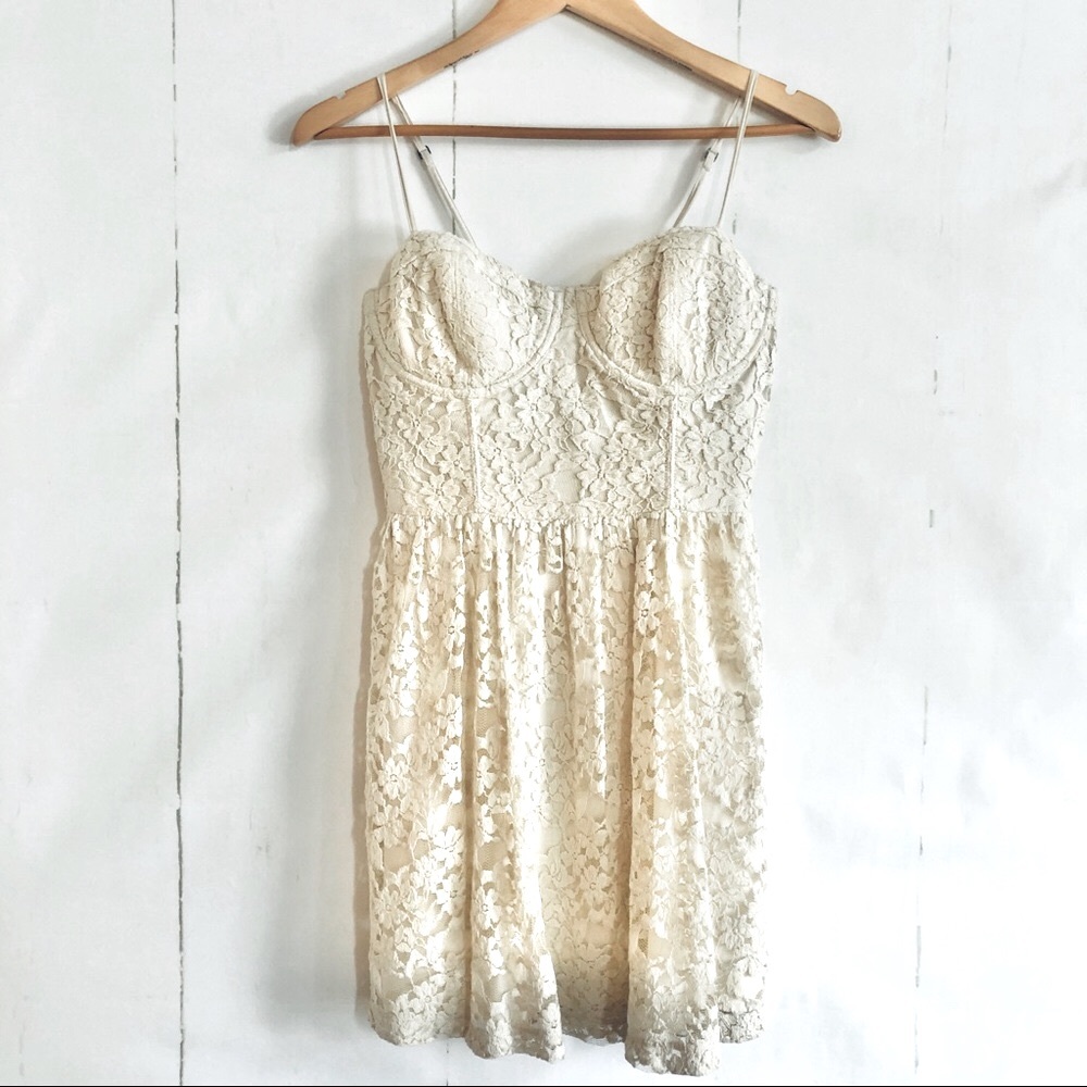 Abercrombie & Fitch Ivory Lace Bustier Dress